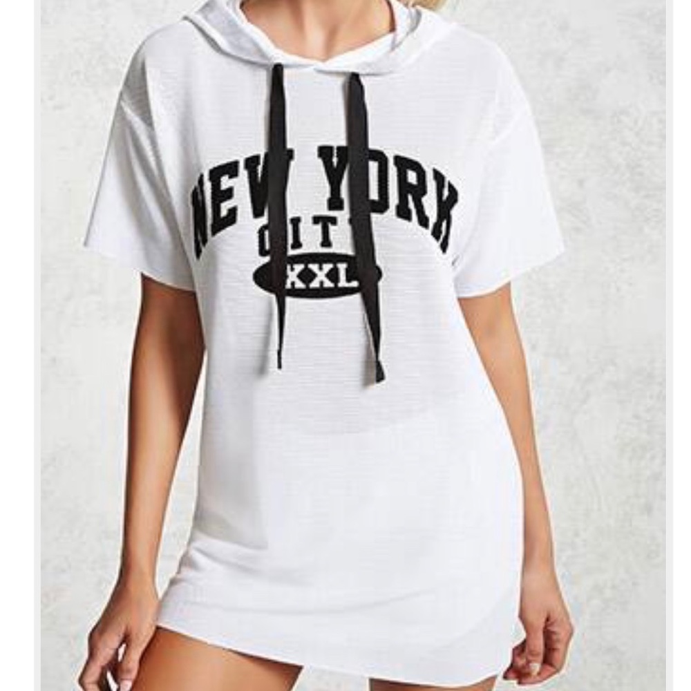 White Mesh Pullover Dress